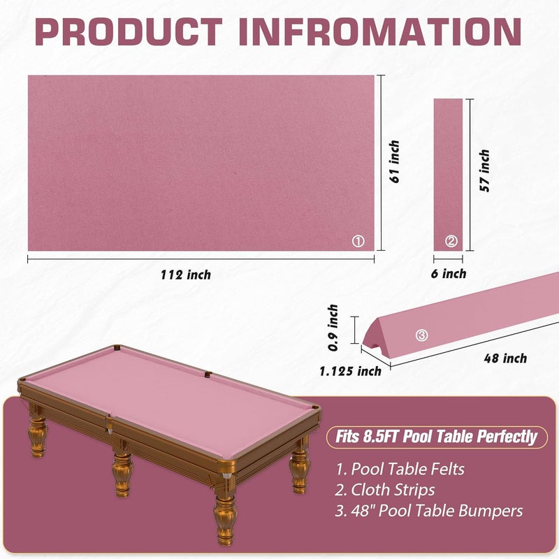 iEsstros Pool Table Felt and Bumper Kit Felt for Billiard Cloth with Pool Table Bumpers and Cushions Facing, 6 Pcs Cloth Strips and Staple Remover - Image 3